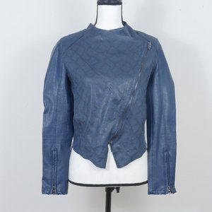 Blanknyc Teal Snake Print Moto Style Side Pockets Size XS Zipper Front Jacket